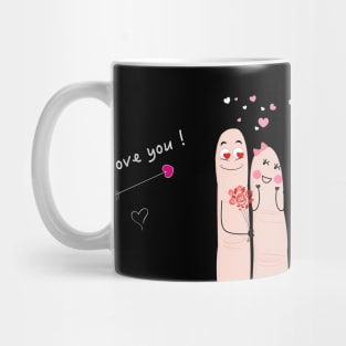 Finger couple i love you text Mug